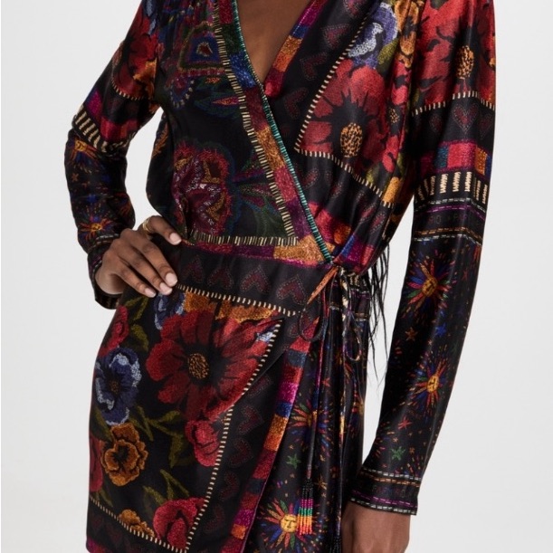 Nwt Farm Rio Mixed Scarves Black Mini Wrap Size Small